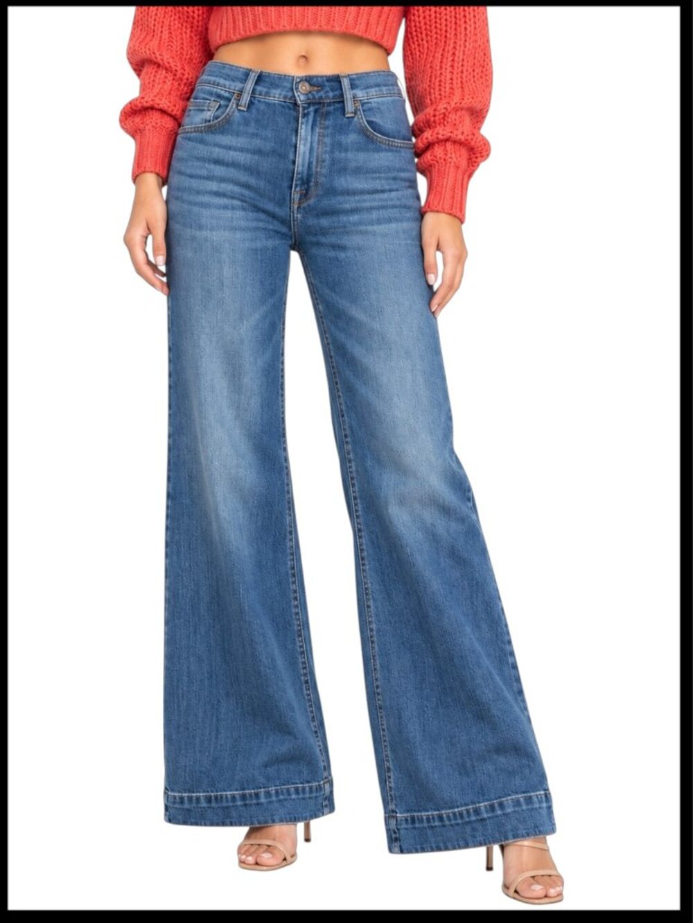 7 For All Mankind Ginger Jeans Mid Blue Wide Leg Flare 24